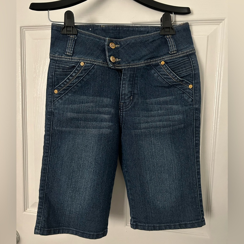 Dark Blue High-Waist Denim Jean Shorts for Women